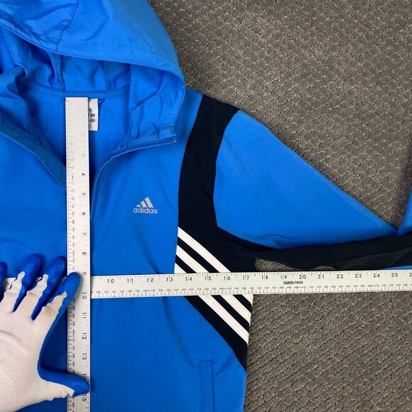 Vintage Adidas Climaproof Jacket Women's Small Hooded Full Zip Blue 2005 Y2K - Picture 9 of 11